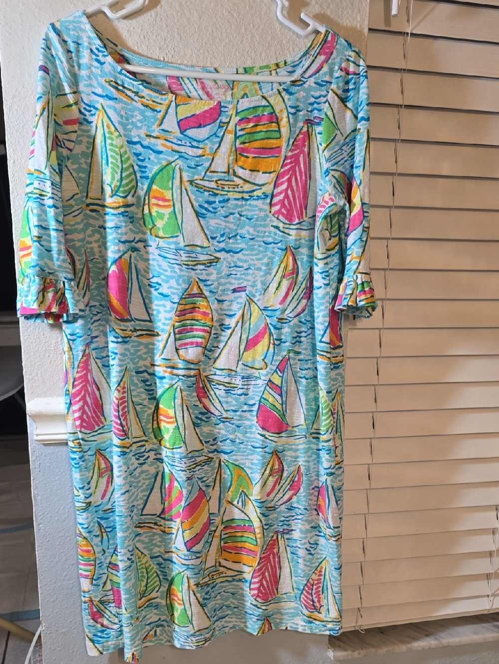 Lilly Pulitzer Multicolor Sailboat Print Dress - Turquoise, Pink & Yellow